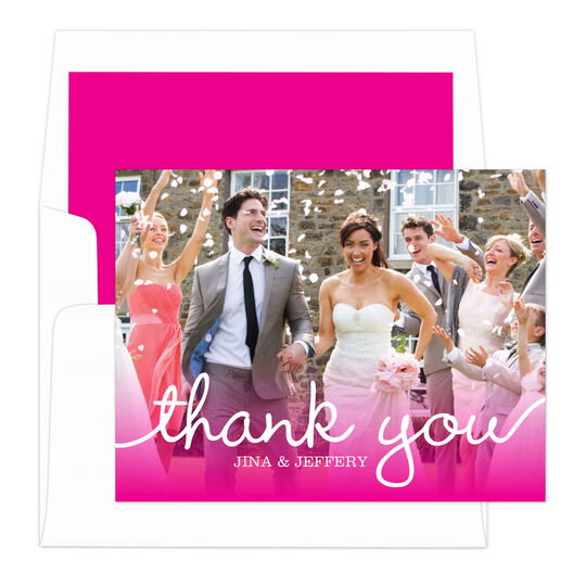 Hot Pink Marker Photo Thank You Note Cards